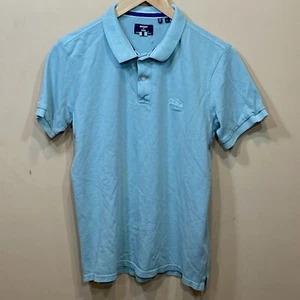 Superdry Premium Polo Shirt Mens L Chest Embroidered Organic Cotton BLUE M/L - Picture 1 of 7