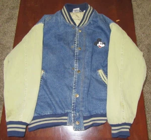 Vintage 90's Disney Mickey Mouse & Co Jean Varsity Jacket-L/XL - Picture 1 of 9