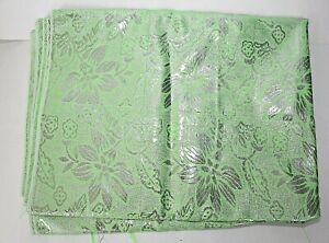 VTG NEW Piece Brocade Fabric Light Green Silver Metallic Floral 5' 16" x 35" #02