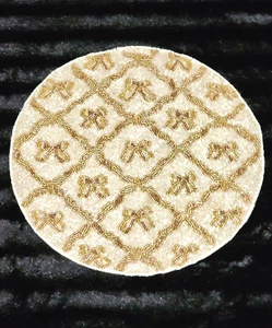 Tahari Hand Beaded Gold Bows White Iridescent 15" Placemat Charger Coquette - Picture 1 of 9