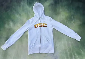 Felpa con cappuccio Nike NCAA USC Trojans donna bianca cerniera intera taglia XS. - Foto 1 di 5