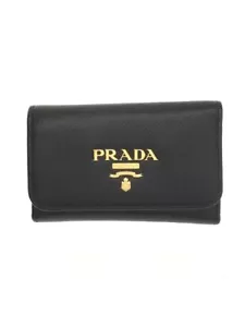 Anillo dividido PRADA 1PG004-QWA de cuero para mujer plata faltan 4 filas Saffiano usado - Imagen 1 de 4