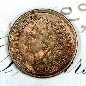 * 1863 * SOLID+ GEM BU MS INDIAN HEAD PENNY * FROM ORIGINAL COLLECTION - Picture 1 of 3