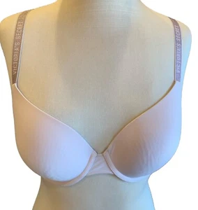Victoria’s Secret 34D T-Shirt Lightly Lined Demi Shimmer Pale Pink Wire Romance - Picture 1 of 10