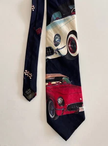 Vtg 1957 Chevy Corvette Men's Neck Tie Silk Made in ITALY ralph marlin rm style - Picture 1 of 11