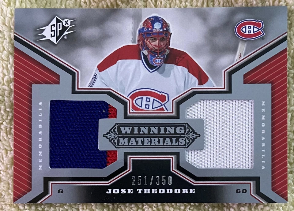 2005-06 SPX Winning Materials Jose Theodore, Jersey Patch, #WM-JO, 251/350 - Image 1 of 2