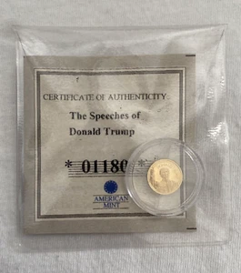 2017 Donald Trump Speeches .5g 14kt Gold Proof Battle Commemorative Coin w/COA - Picture 1 of 4