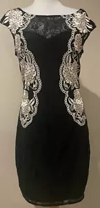 AIDAN MATTOX Womens Black & White Sexy Cocktail Evening Dress - Sz 8 - Picture 1 of 5