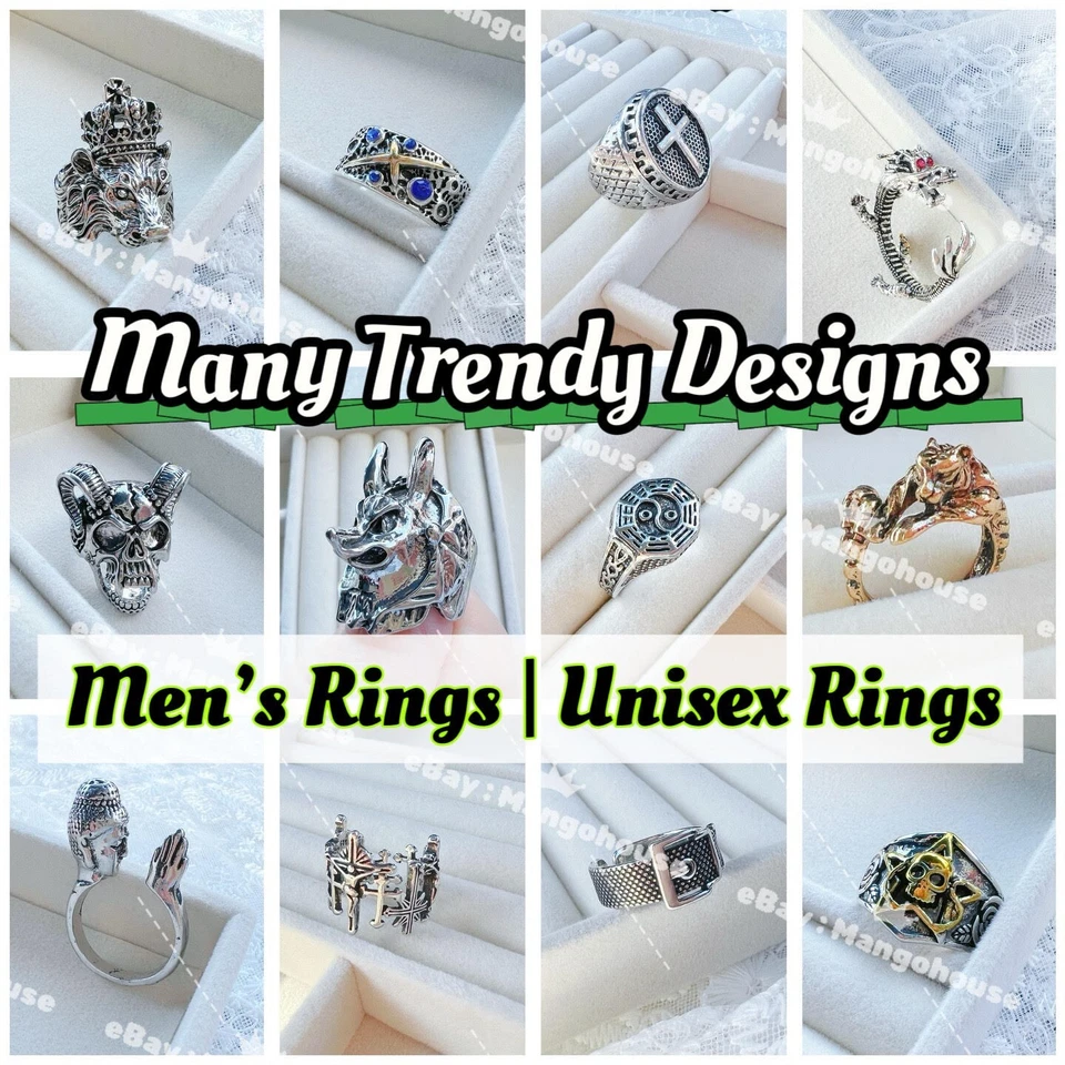 40 + Men Adjustable Punk Ring Silver Chunky Religious Men Jewellery Unisex Ring - Image 1 of 1