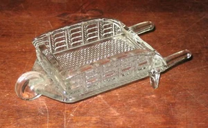 Vintage Pressed Glass Wheel Barrel  Shaped  Ashtray Excellent  5" - Picture 1 of 6
