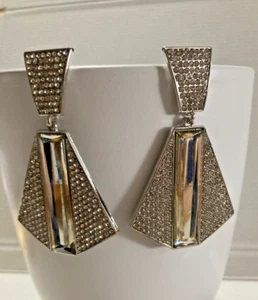 ZARA SILVER CRYSTAL STATEMENT EARRINGS - Picture 1 of 2