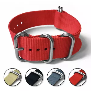 5 Ringe Zulu - einfarbig - schweres ballistisches Nylon Militär Uhrenarmband - 24 mm - Bild 1 von 11