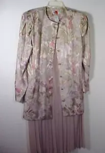 Vintage 2 pc Leslie Fay Collections Brocade Top + Dress Good Cond Preowned Sz 8 - Picture 1 of 11