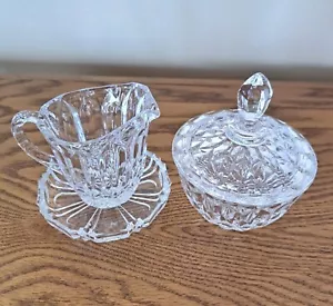 Sugar and Creamer, Vintage Crystal Cream and Sugar Dish, Gorham Style, Minimalis - Picture 1 of 6