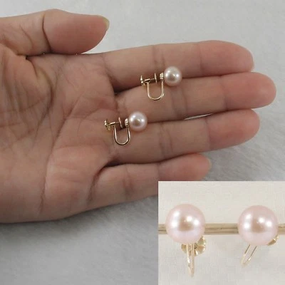 14k Yellow Gold French Screw-Back Lavender Pearl Earrings - Image 1 of 4