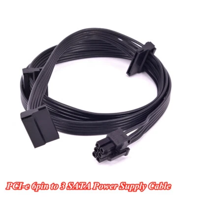 GPU PCI-E 6-pin Male 1 to 3 SATA SSD Power Supply Cable For CORSAIR HXi Series - Image 1 of 4