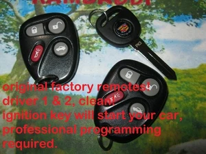 2 OEM Remotes & Chip Key 01-05 Cadillac Deville Seville Original Factory Tested - Picture 1 of 7