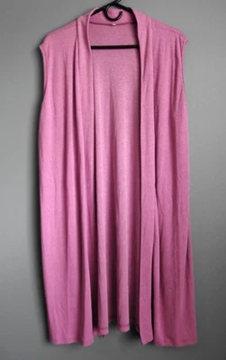 Colete Jaqueta Grande Roxo/Rosa Sombra Sem Mangas Leve Drapeado Aberto - Imagem 1 de 4