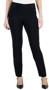 JM Collection Rivet Pants Womens XL Black Slim Leg Pull On Comfort Tummy Control - Picture 1 of 9