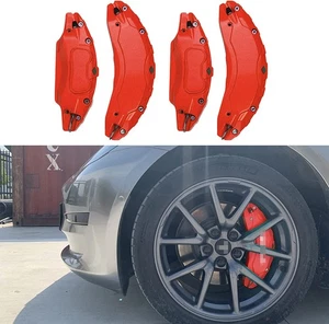 Brake Caliper Cover For Tesla Model 3 2024 2025 2026 Wheel Hub Set RED - Picture 1 of 9