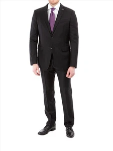 John Varvatos Half-Canvassed Black Two Button Wool Blend Suit - Picture 1 of 6