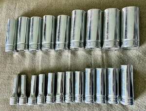 Snap-On USA 21 Piece 3/8" Drive 6-Point Deep Metric Socket Set 6 to 26mm RARE - Picture 1 of 6