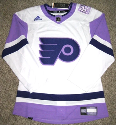 Philadelphia Flyers Hockey Purple Fights Cancer Adidas Authentic Jersey - Image 1 of 4