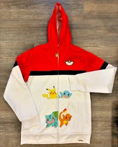 2024 POKEMON Polyester JACKET Pikachu KIDS Unisex XL EUC Hooded Windbreaker - Picture 1 of 7