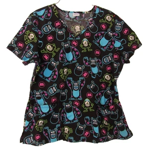 SCRUB TOP  Disneys  Monsters  Size Large  with Disney Pixar Label  Blue/ Pink - Picture 1 of 3