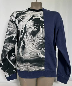 Versace Medusa Art Print Blue Colorblock Sweatshirt Men's MEDIUM - Picture 1 of 15