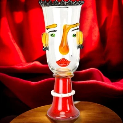 МУРАНСКИЙ СТИЛЬ стеклянная ваза фигурка абстрактный декор искусства бюст выдувной цветной редкая - Изображение 1 из 4