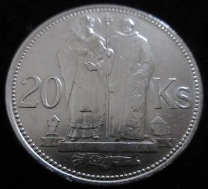 MDS ESLOVAQUIA 20 CORONAS 1941 "SAN CIRILO Y SAN METODIO", PLATA # - Imagen 1 de 2