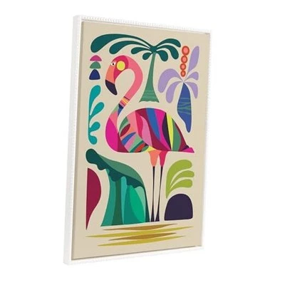  Arte de pared en lienzo Sylvie Beaded MCM Flamingo de colección enmarcado por Rachel Lee,  Foto 1 de 4