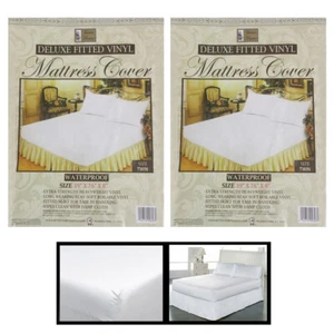 2 Twin Size Bed Mattress Cover Plastic Waterproof Fitted Protector Mite Dust Bug - Picture 1 of 1