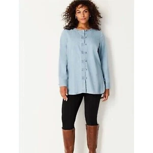 J.Jill Camisa Denim Cambray Talla M Botones Nudo Manga Larga - Imagen 1 de 12