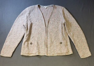 J Jill Jacke Damen Gr. Large Rosa Haken Stretch Strick Blazer Cardigan Preppy - Bild 1 von 9