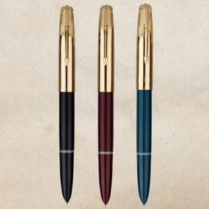 Hero 616 Vintage Chrome Fountain Pen Fine 0.5mm F Nib Gold Cap Writing Gift Pen - Picture 1 of 15