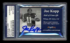 BIGLIETTO DA VISITA FIRMATO JOE KAPP COME NUOVO PSA/DNA SLABBED AUTOGRAFO VIKINGS BC LIONS - Foto 1 di 2