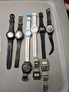 Watch Collection Lot 9 Vintage + Modern Women & Men Casio For Parts Or Repair M3 - Picture 1 of 16