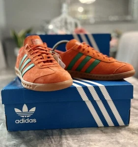 ❤️Brand New adidas Hamburg Originals Retro Trainers Orange Green UK Size 8❤️ - Picture 1 of 7