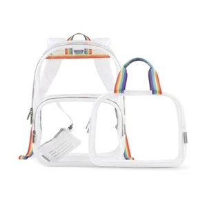 Regenbogen klarer Rucksack robust robust transparent Bookbags Schule Arbeit Handtasche - Bild 1 von 6