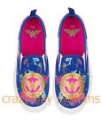 Wonder Woman Shoes Canvas Casual Tennis Slip On Sneaker 12 13 1 2 3 Youth Girls 