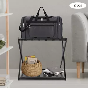 Portapacchi pieghevole nero 2 pezzi per camera degli ospiti 35-40 kg 64*39*58 cm - Foto 1 di 15