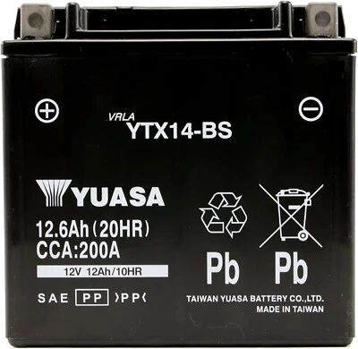 Batería AGM para motocicleta y scooter Yuasa YTX14-BS sin mantenimiento de Taiwán Foto 1 de 4