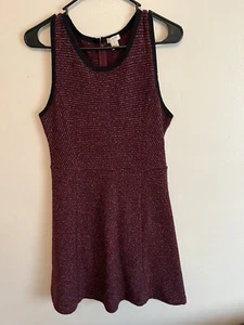 J. Crew Women’s Fit And Flare Dress Size 8 Maroon Sleeveless Tweed Dress Wool - Picture 1 of 3