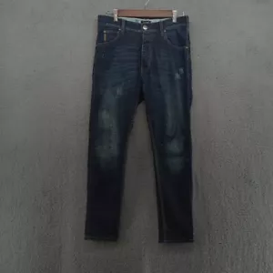 Armani Jeans Mens 28x28 Blue Indigo Distressed Paint Dark Wash Straight Denim - Picture 1 of 13