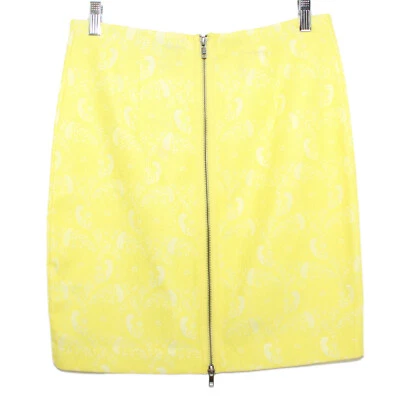 Falda amarilla JACOB Chic mezcla de algodón estampado floral expuesta cremallera trasera - talla 10 Foto 1 de 3