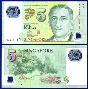SINGAPORE 5 DOLLARS P-47b PREFIX 3AM GEM UNC - Picture 1 of 1