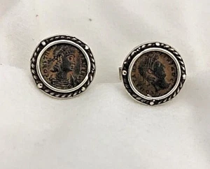 Sterling Silber .925 Konstantin Münze Manschettenknöpfe 15 mm rund - Bild 1 von 8