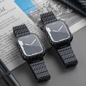 For Apple Watch8 7 6 5 4 SE 38 49 42 41 45mm Carbon Fiber Grain Wrist Band Strap - Picture 1 of 25